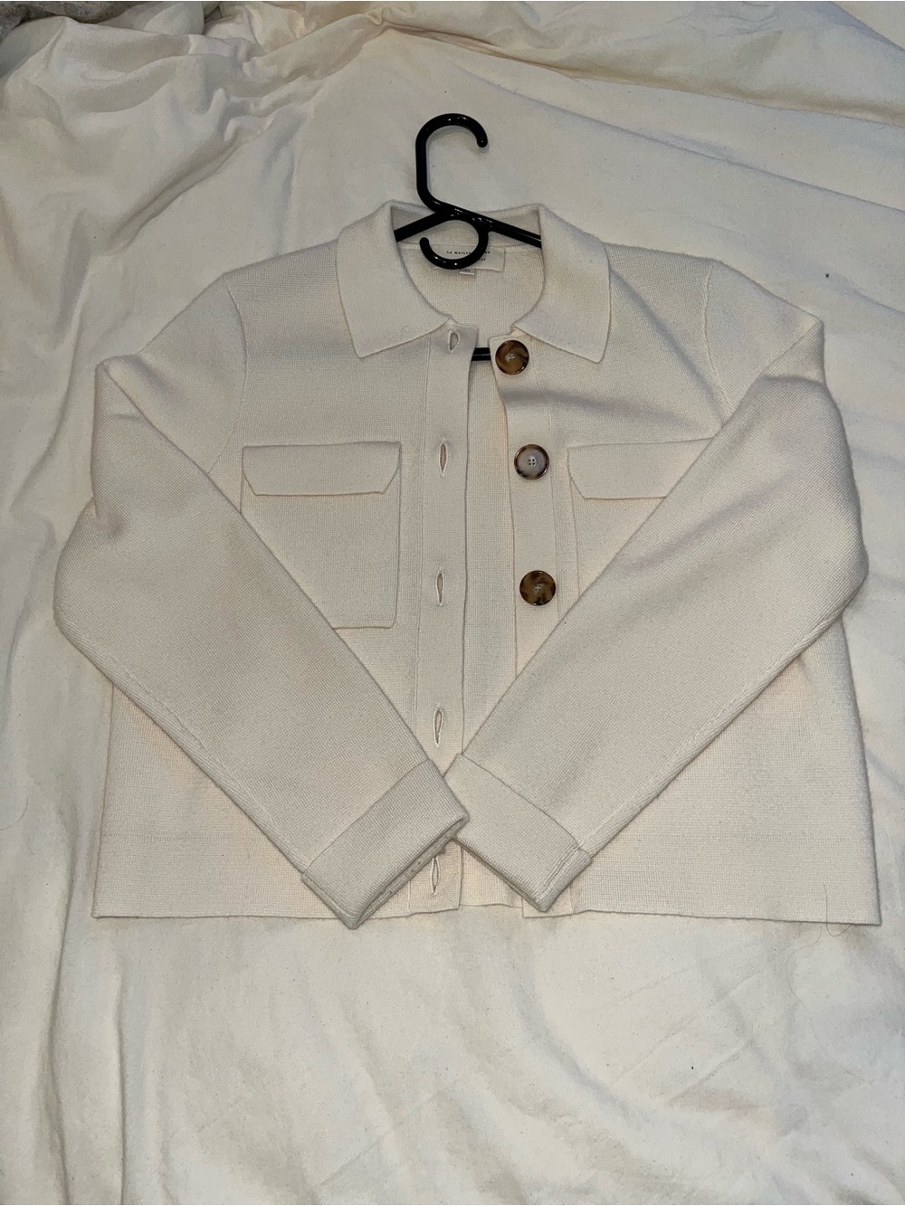Sezane Cream Button-Up Knit Jacket - Picture 12 of 12